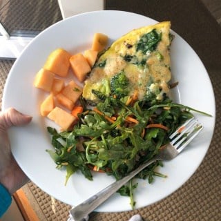 cheesy broccoli frittata with salad and melon