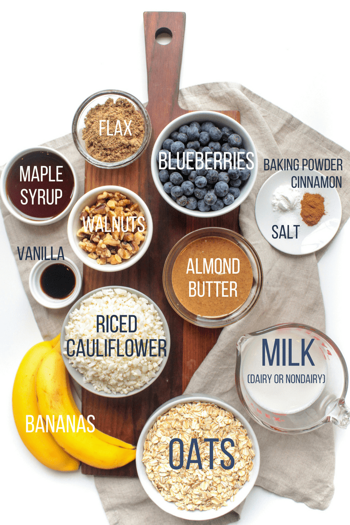 banana blueberry baked oatmeal muffins ingredients
