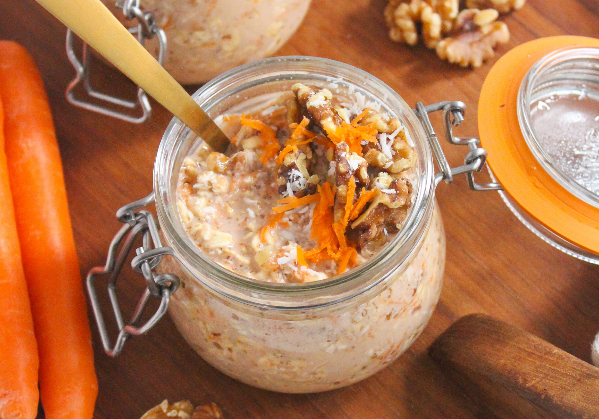 oatmeal in a jar with a golden spoon